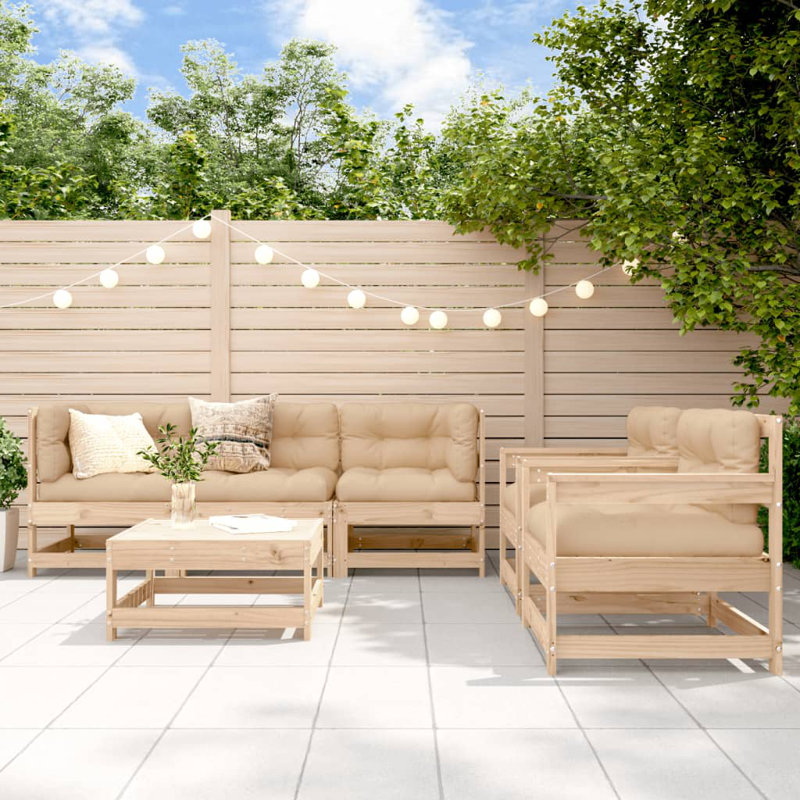 - Person Patio Conversation Set with Cushions, Brun, Brun