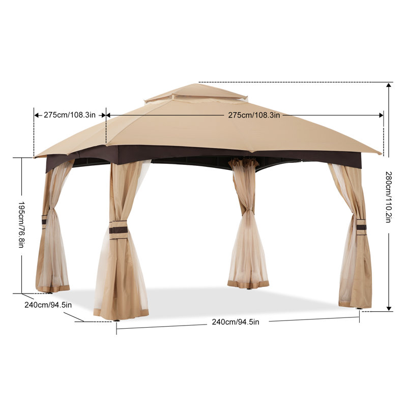 Steel Patio The Soft Roof Gazebos, Beige, 110" H x 108" W x 108" D