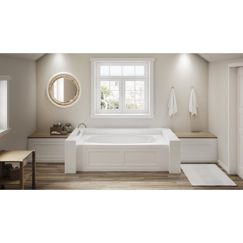 Amiga® 72" x 36" Alcove Soaking Bathtub, White, Left