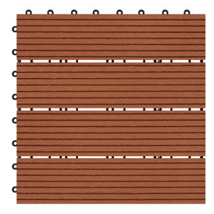 Terrace 12'' L x 12'' W Composite Interlocking Deck Tile in Clay (Set of 11)