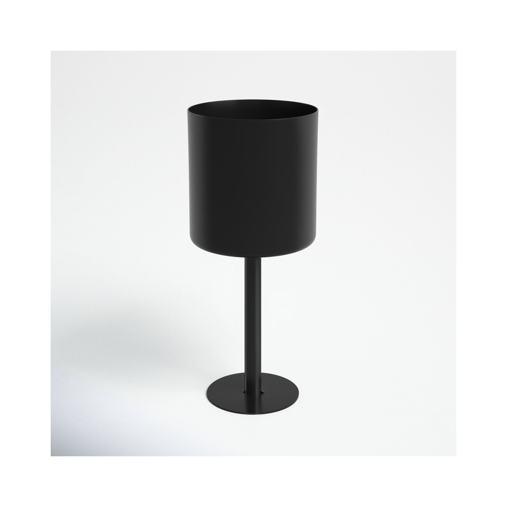 Wanderer Metal Planter on Base - Contemporary Round Iron Planter on Flat Round Base in Classic White - Indoor or Outdoor Decor