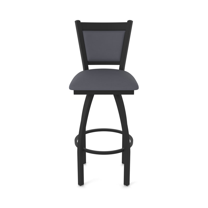 Tabouret pivotant Hadleigh, Noir froissé, Vinyle - tempête Canter, Tabouret de bar (siège d’une hauteur de 30 po)