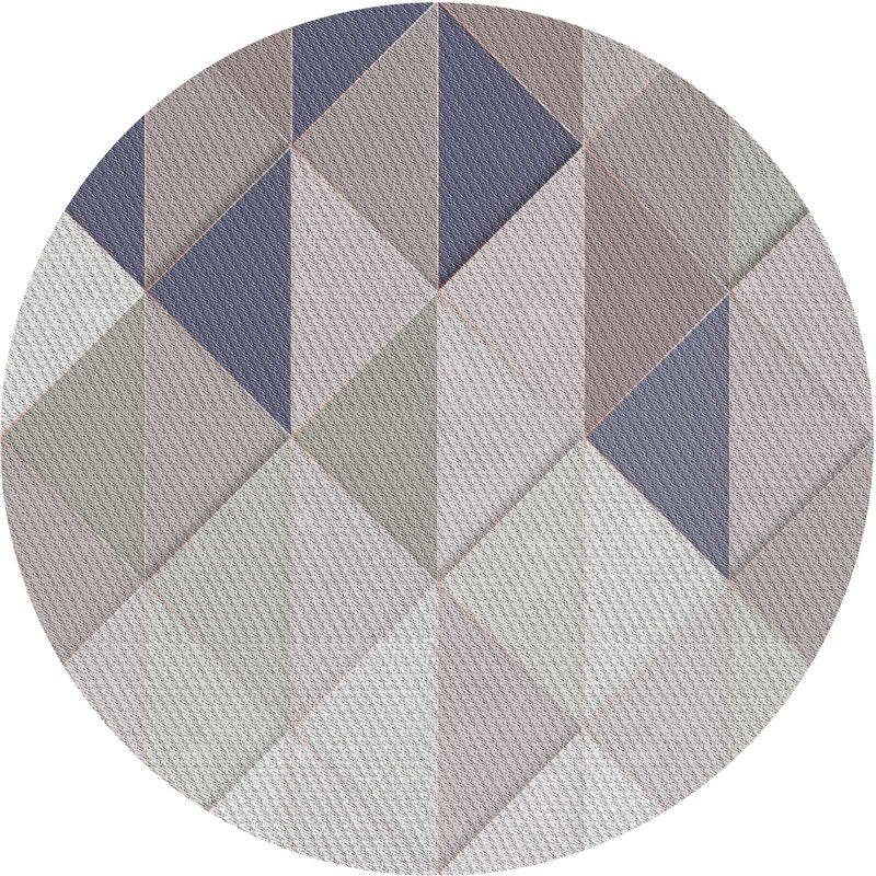 Tapis gris ardoise à motif crème/ardoise, Rond 5 pi