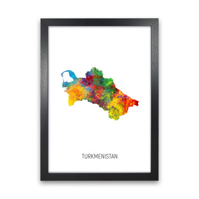 Turkmenistan Watercolour Map by Michael Tompsett - Print