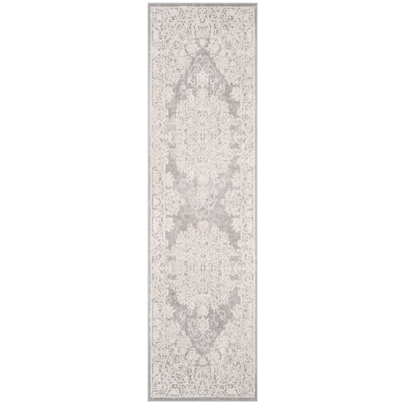 Calidia Oriental Light Gray/Cream Area Rug, Runner 2'3" x 14'