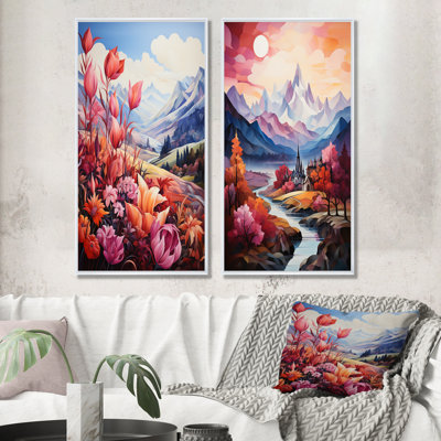 Paysage romantique majestueux I - ensemble de 2 décorations murales paysage romantique