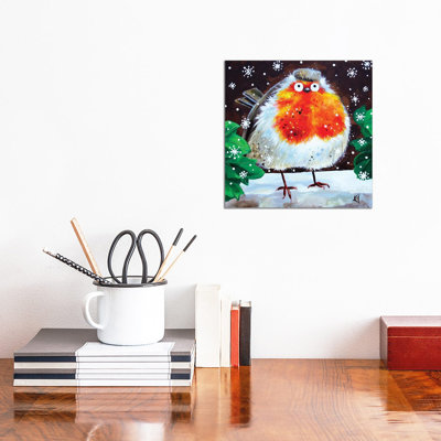" Snowy Robin " by Kim Haskins Painting Print