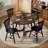 47.2 Inch Round Dining Table for 4-6, Farmhouse Style with Retro Tabletop and Curved Legs, Kitchen Table with Metal Frame, for Dining Room and Family Meals-29940513