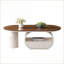 Table basse 47,24 po ovale en métal blanc - Rangement peu encombrant pour le salon, facile à assembler