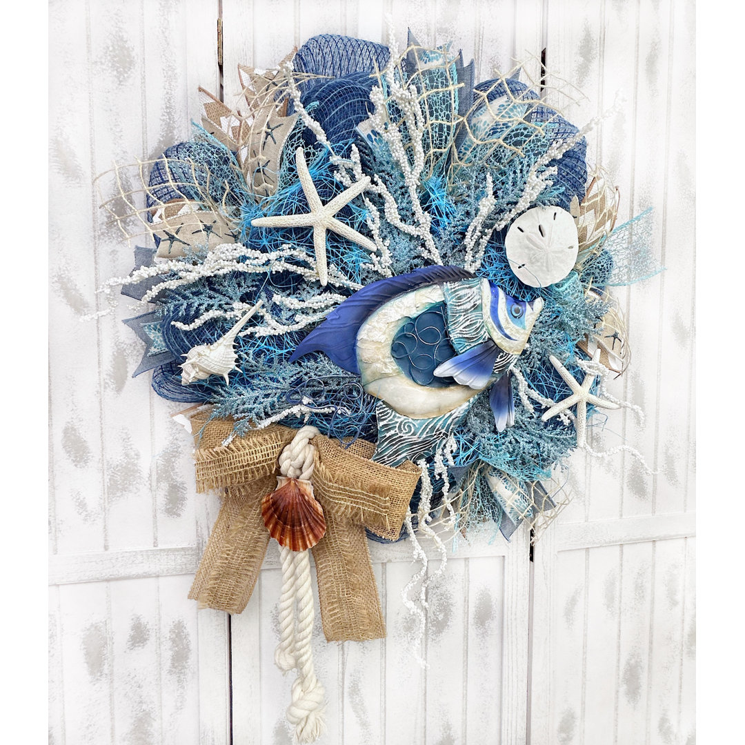 Handcrafted Burlap 16'' Wreath Paradise Wreath Boutique