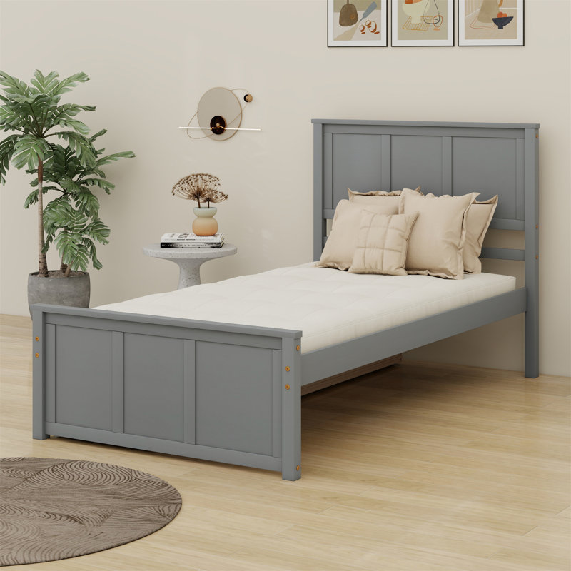 Lit plateforme avec rangement à 2 tiroirs, Gris