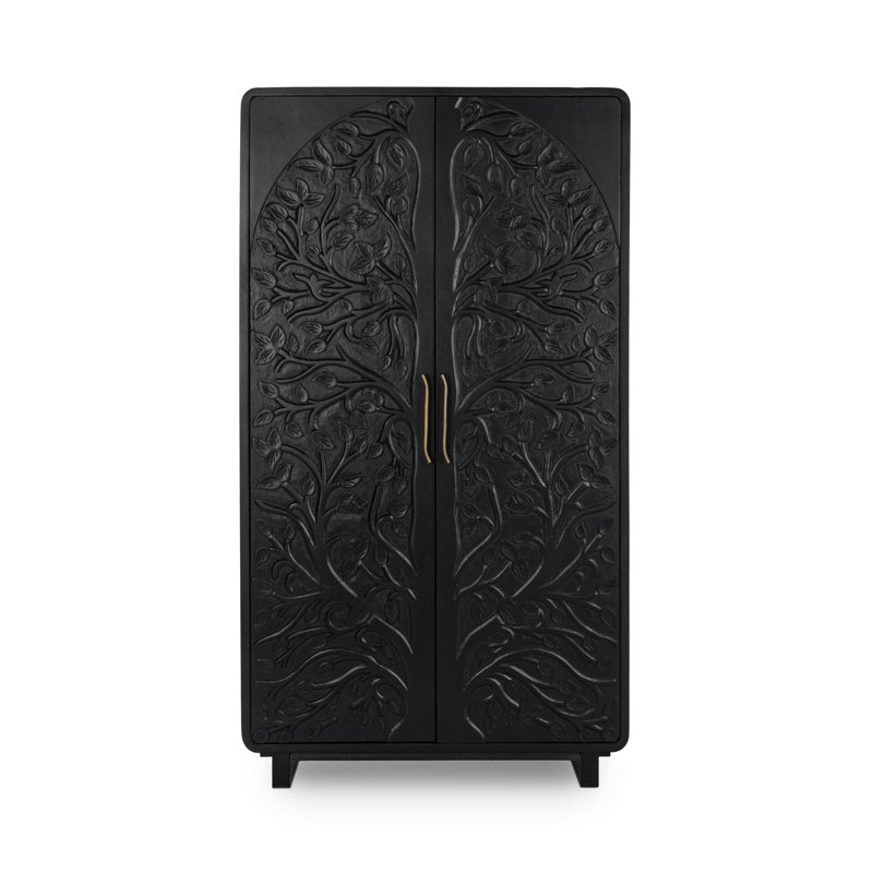 Albero Solid Wood Accent Cabinet, Black