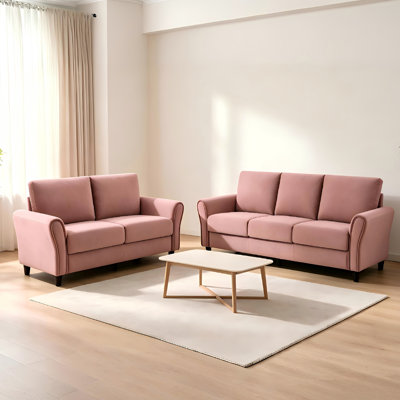 Mid-Century Modern 2-Piece Sofa Set with Curved Arms