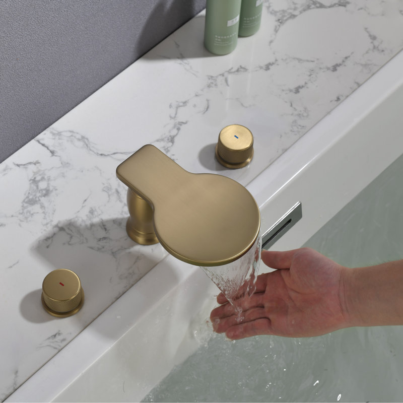 2 Handle Deck Roman Tub Faucet, Brushed Gold