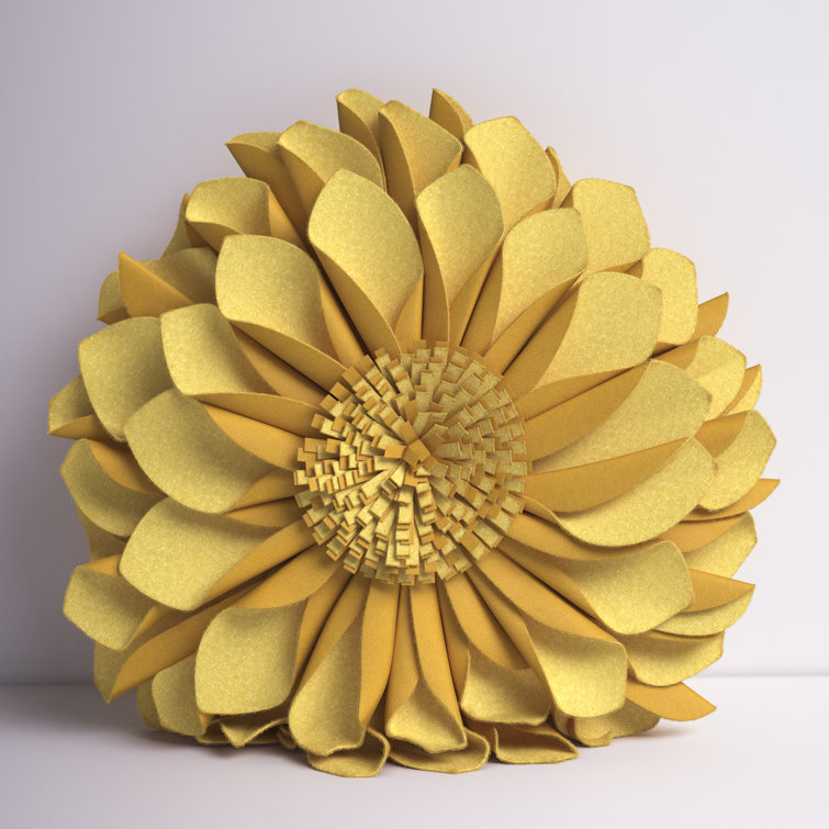 Round 3D Sunflower Throw Pillow Decorative Floral Accent Pillow Rosdorf Park Size: 14 H x 14 W x 14 D, Color: Pink
