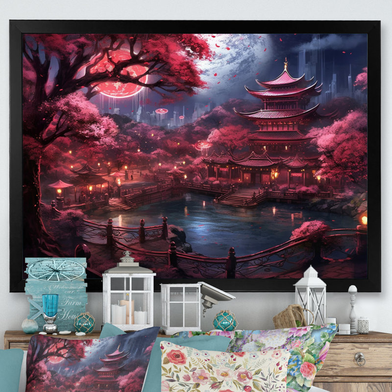 Japon, terre du Samouraï III - Japon, art mural, H 30 po x l 40 po x P 1,5 po, Cadre simple noir