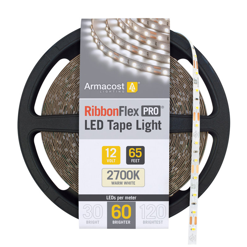 RibbonFlex Pro, 12V, 2700K, 60LEDs/M, IP20, 20M Under Cabinet Strip Light, 2700K