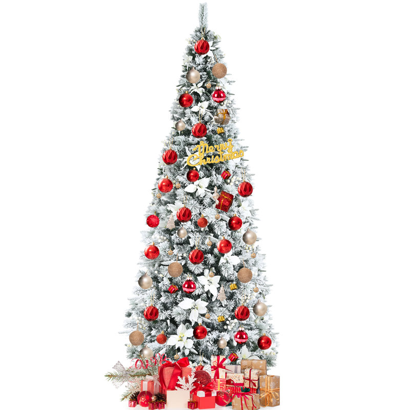 Arbre de Noël artificiel à charnière mince de 5 pi avec 339 pointes Topbuy, H 8 pi