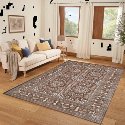 Floral and Oriental Flokati Area Rug