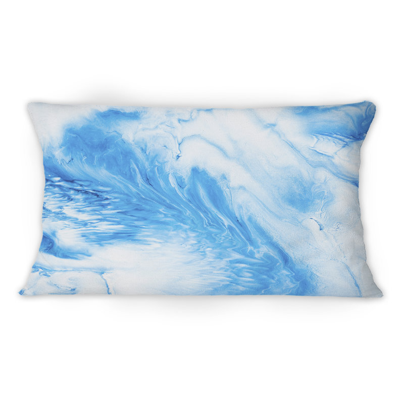 Coussin bleu et blanc à imprimé V - Art Modern Waves V