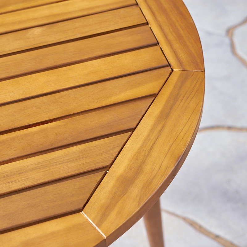 Ensemble bistro d'extérieur 3 pièces avec coussins, Teck / Cadre brun / Coussin crème