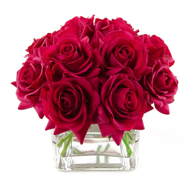 Roses dans un vase, Rouge