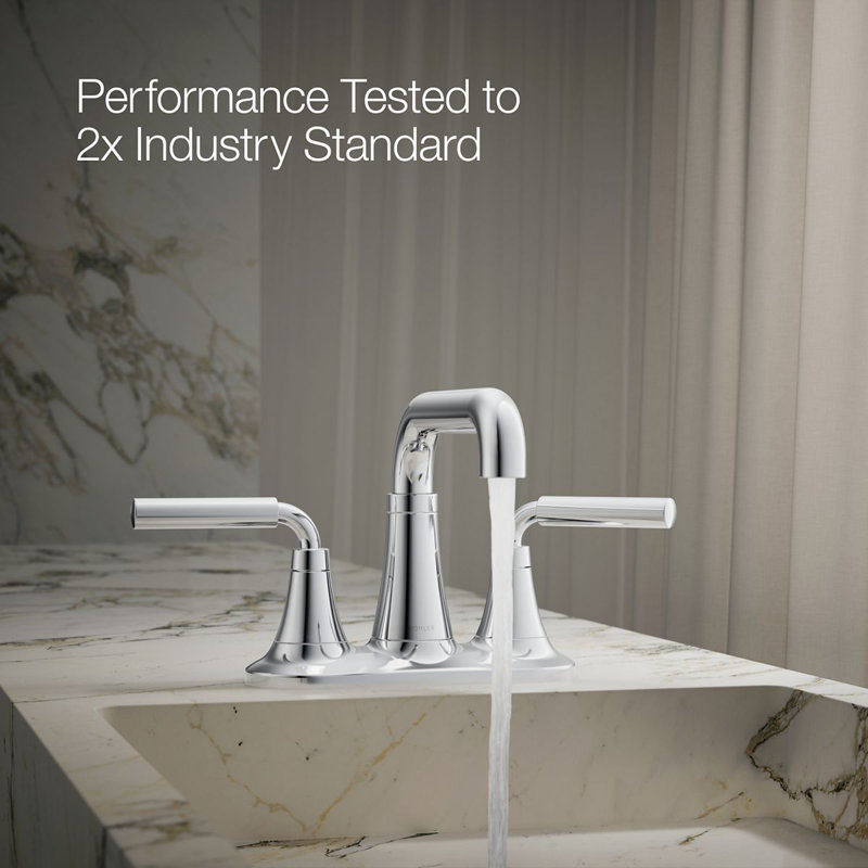 Tone Two-Handle Centerset Bathroom Sink Faucet with Clicker Drain, 0.5 GPM, Polished Chrome
