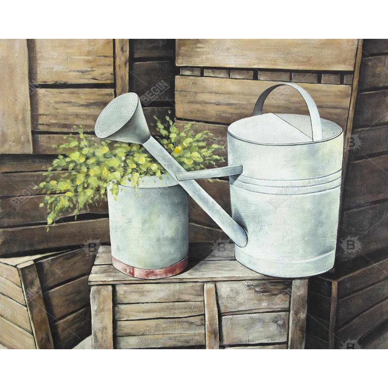 Vintage Watering Can Print On Canvas