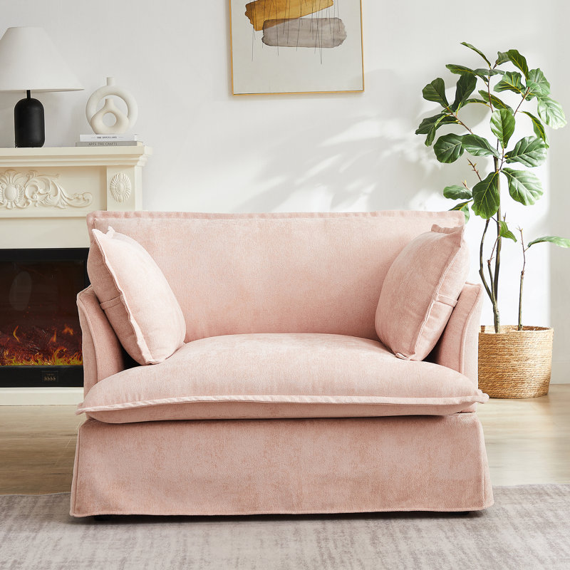 Fauteuil d'appoint surdimensionné avec charge à deux ports, base et accoudoirs de conception moderne, coussins décoratifs, siège profond et large, canapé simple confortable semblable à un nuage, fauteuil en chenille