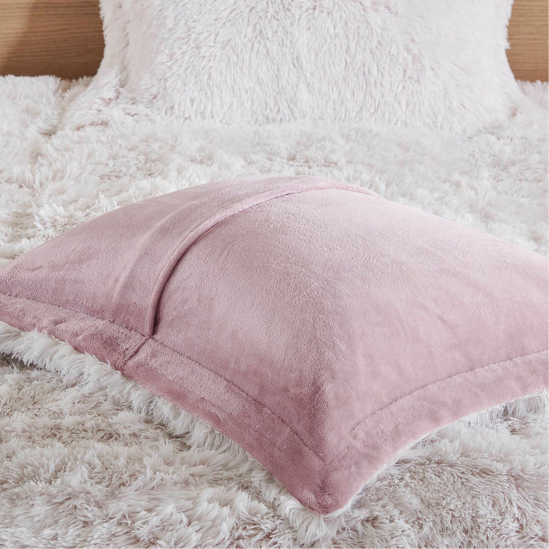 Ensemble de 2 mini édredons en fausse fourrure à poils longs pour lit simple / simple TG rose / blanc, Rose/Blanc