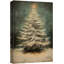 «Vintage Green Christmas Pine Tree Snow Winter Holiday», reproduction d'art sur toile encadrée-107118488-121501168