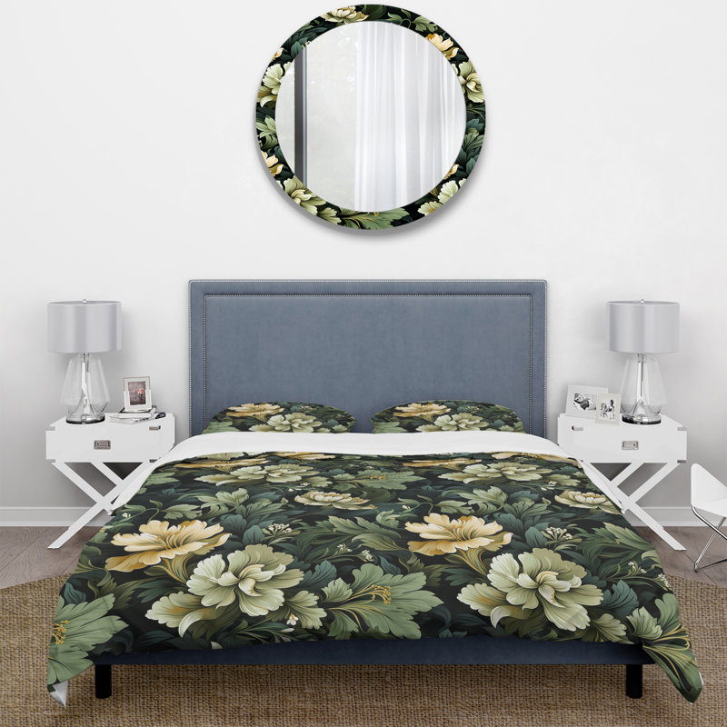 Ensemble de housse de couette Victorian Stealth Flowers  I, Housse de couette pour grand lit et 2 taies décor