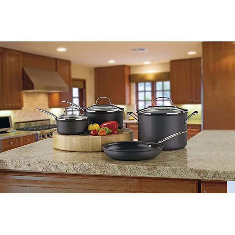 Black Nonstick Aluminum 7-Piece Cookware Set