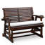 Banc de patio en bois massif carbonisé avec coussin et porte-gobelets-132282792