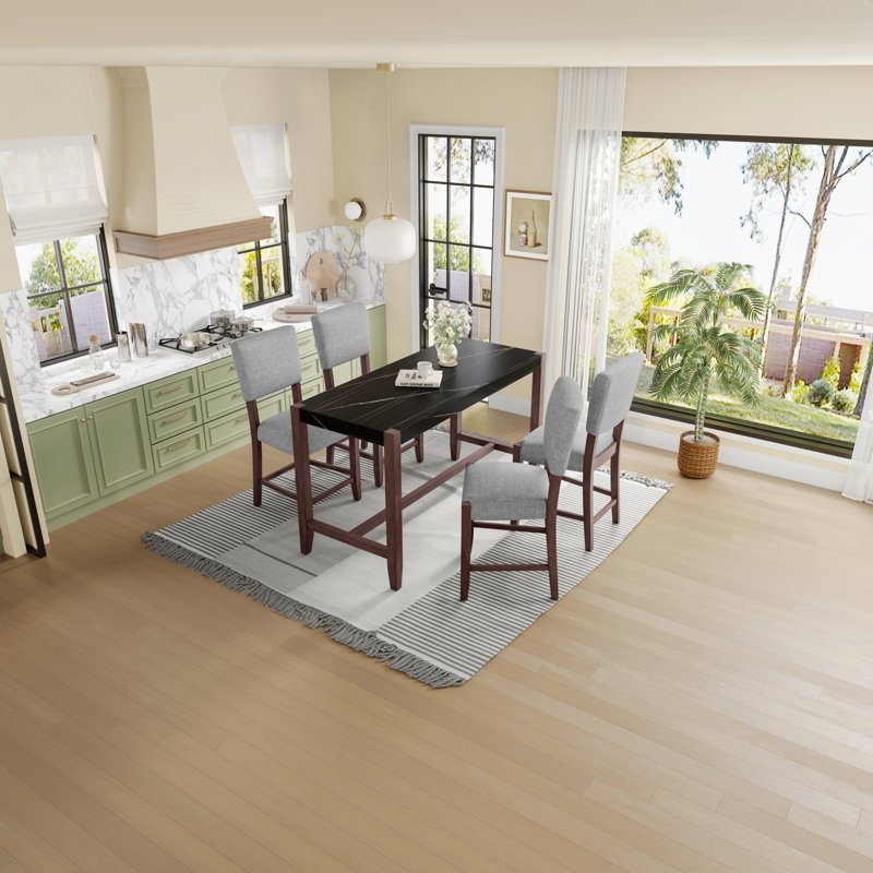 Space-saving Mid-century Modern Dining Set, Rubber Wood, Ideal For Compact Spaces