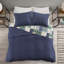 Ensemble de couette réversible 3 pièces en coton imprimé vert/marine, format King/Cal King