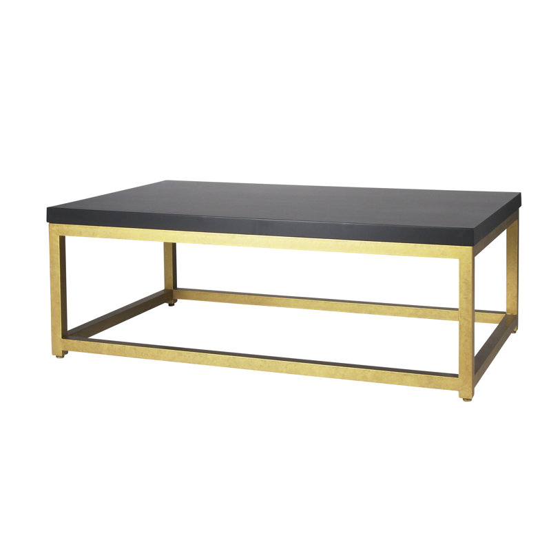 Table basse Paris, Noir, noir, noir, noir, Or royal, H 17,5 po x L 55 po x l 33 po