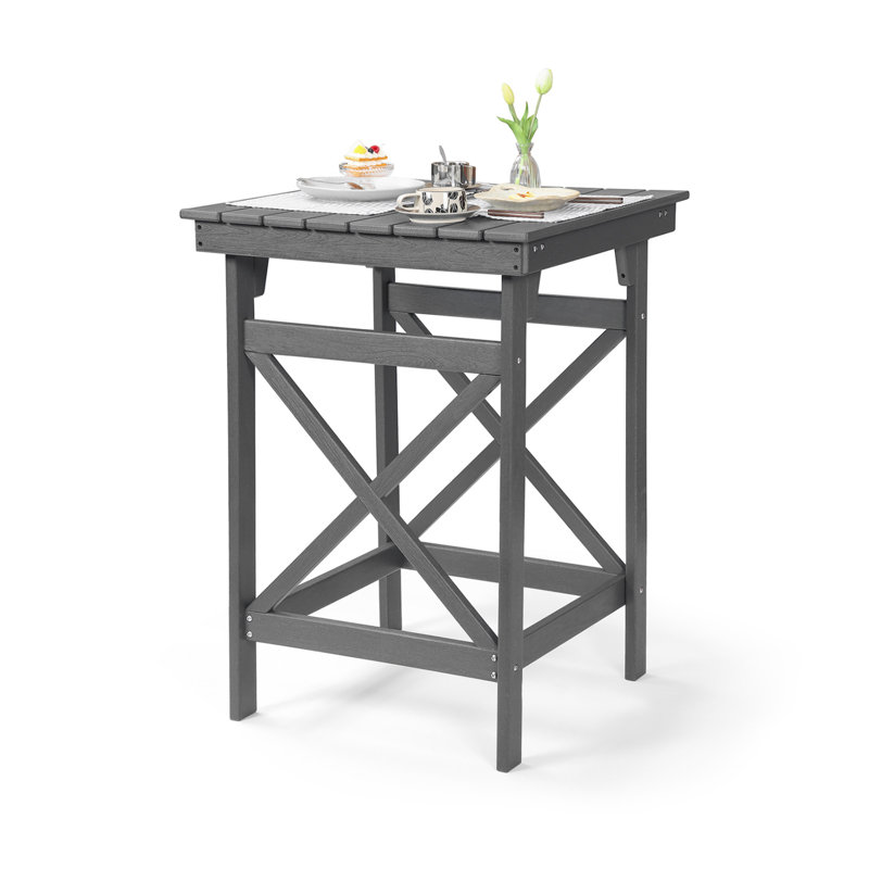 HDPE Outdoor Bar Table, 41" Adirondack Outdoor Bar Height Table, Weather Resistant HDPE Patio High Top Pub Table, Square HDPE Patio Bar Tables for Garden, Porch, Poolside, Balcony