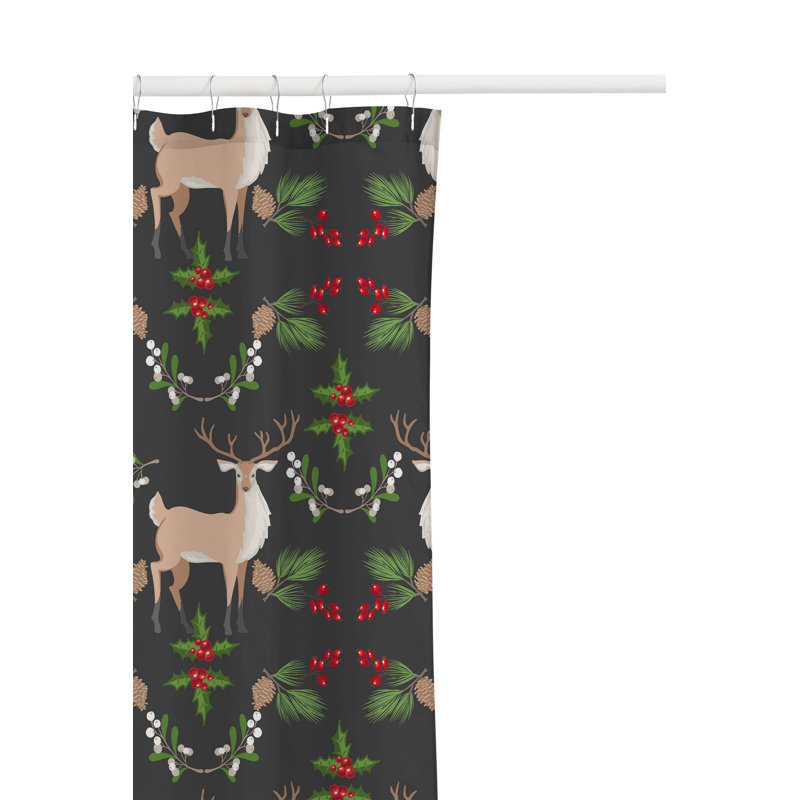 Rideau de douche Botanical Deer, Gris anthracite