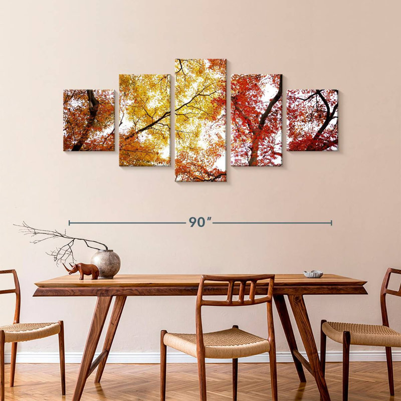 Feuilles d'automne ensoleillées, H 42 po x l 92 po