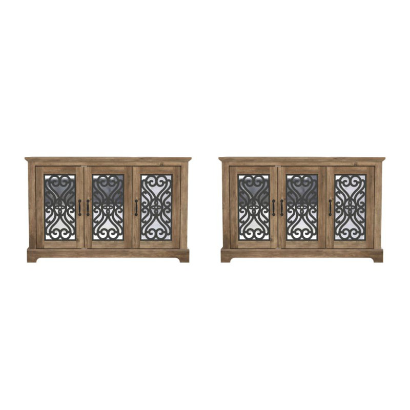 Airalyn Traditional Sideboard Set Of 2, Knotty Oak