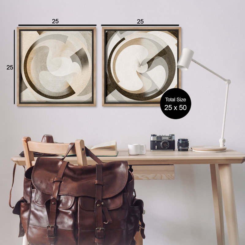 Boho Centric Vortex, ensemble de 2 toiles flottantes encadrées par Noah Bay, H 25 po x l 25 po