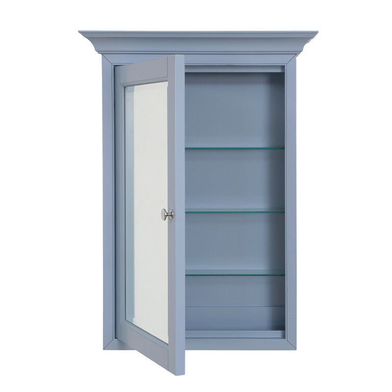 Bernardsville 24.25'' W 33'' H Surface Framed Medicine Cabinet Mirror 3 Adjustable, Powder Blue