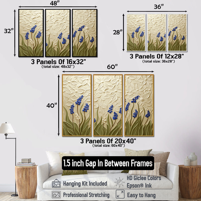 Adaleigh - ensemble d'art mural floral, H 28 po x l 36 po, Reproduction avec cadre flottant, Brun