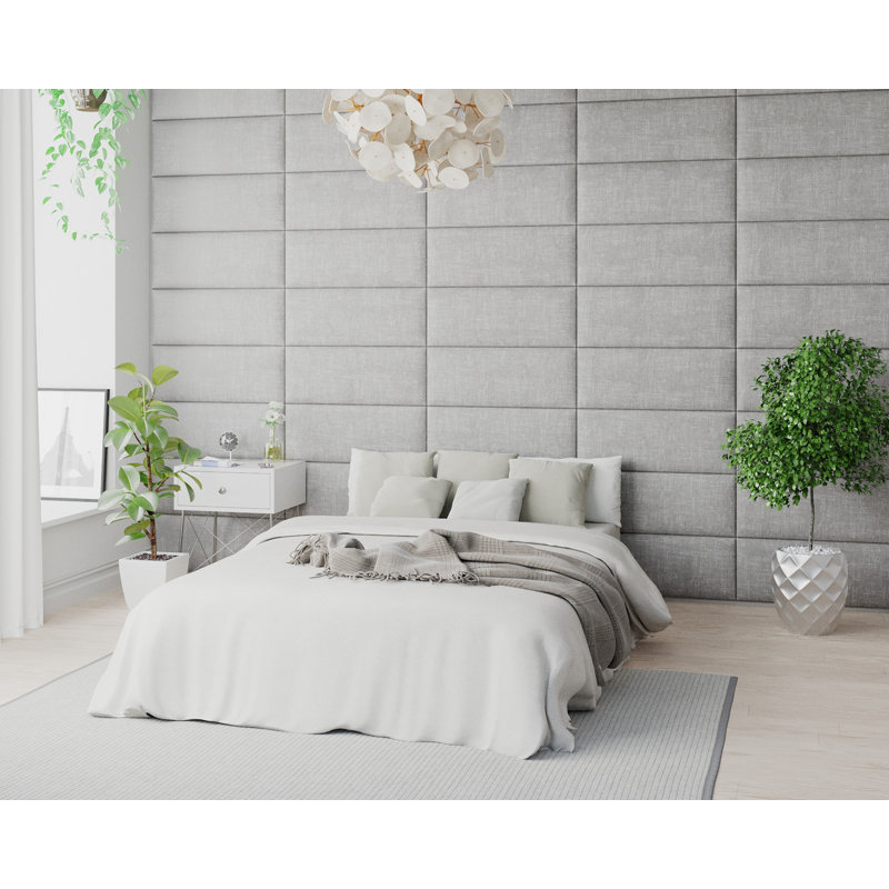 Kamel 30 cm x 75 cm Peel and Stick Upholstered Wall Paneling in Storm