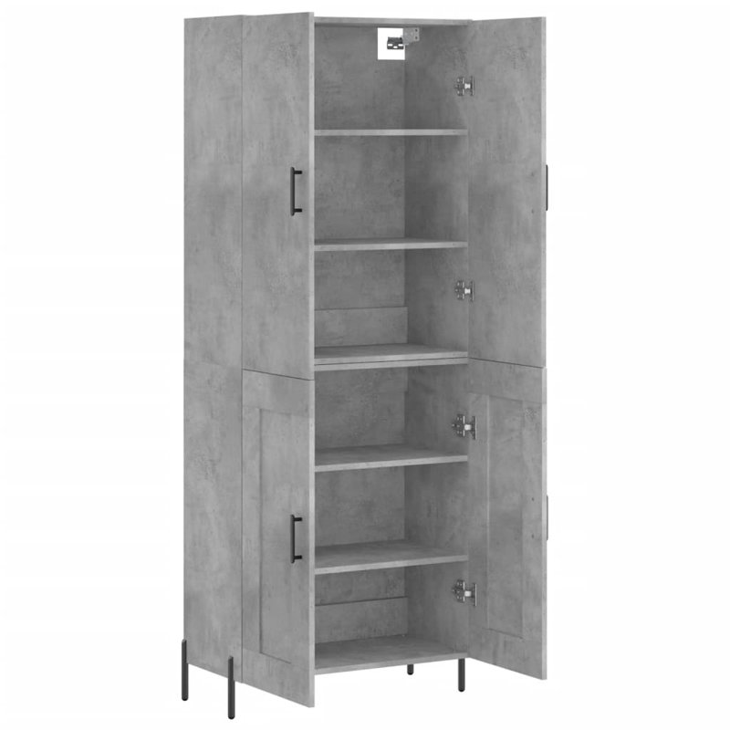 Mirayah 4 Door Manufactured Wood Wardrobe, Concrete Grey