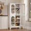 Armoire de rangement 61 po en métal avec 4 portes en verre et 4 tablettes réglables-1204544996
