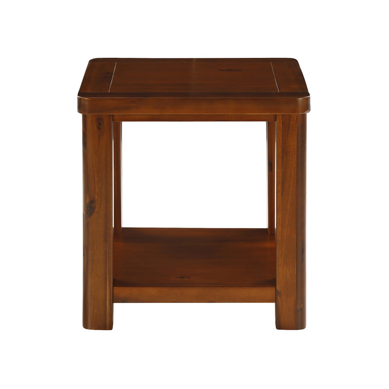 Oruada Solid Wood End Table, Dark Brown
