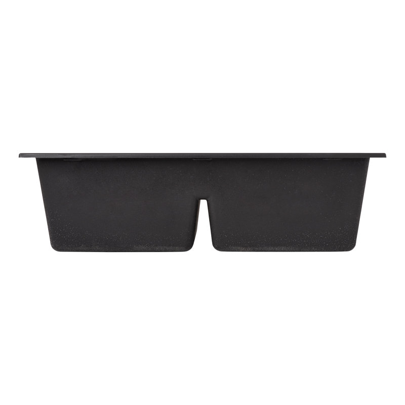 Algren 33" L Double Basin Drop-In Kitchen Sink, Midnight Black
