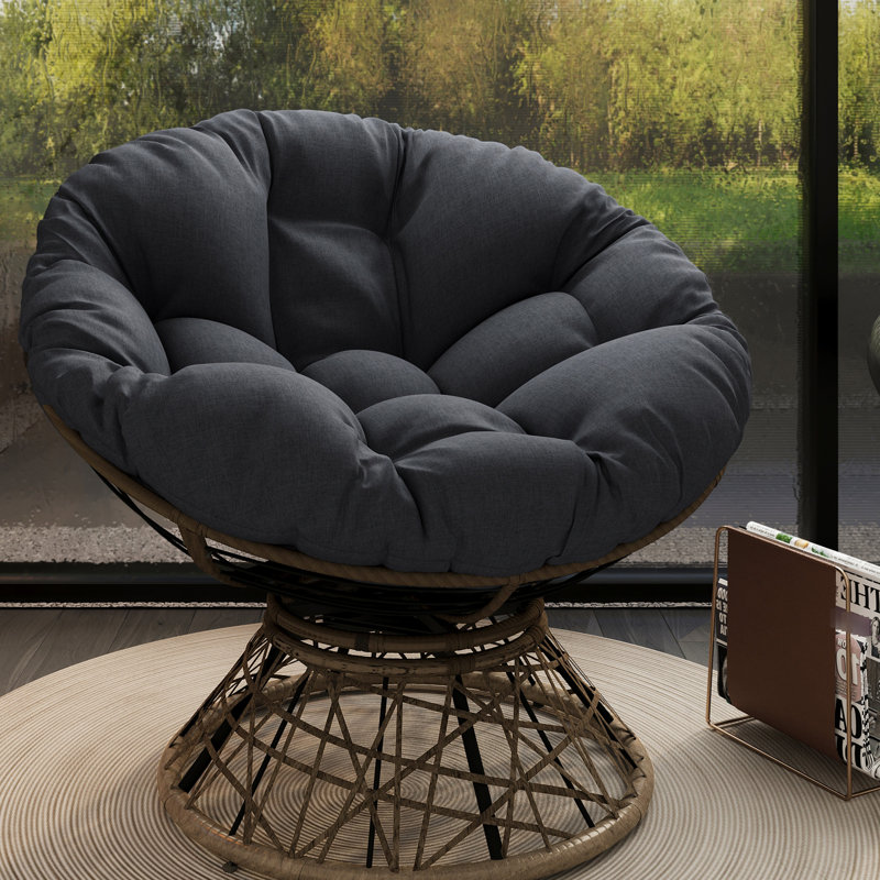 Fauteuil ergonomique avec rembourrage confortable, pivotant sur 360 °, tissu, fabrication en métal pour le salon, rembourrage en mousse moelleuse pour la chambre à coucher, support solide et imperméable